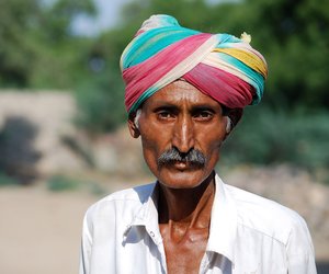 Man with a headgear