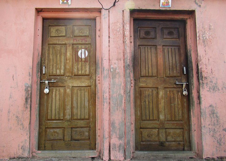 Padlocked doors in Hatkarwadi village in Beed district of Maharashtra