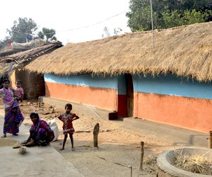 Women collecting the paddy after drying it in the sun