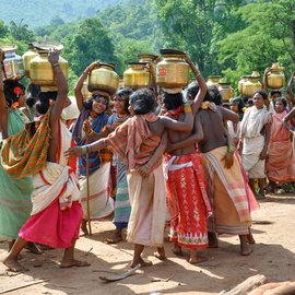 The beats of the dhaps are integrated into the dance