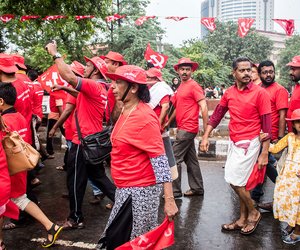 Farmers, workers and agricultural labourers from several states of India marched to Parliament Street in Delhi on September 5, 2018 for the Mazdoor Kisan Sangharsh Rally called by the All India Kisan Sabha, the Centre of Indian Trade Unions, and the All India Agricultural Workers Union. 