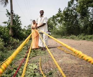 After working from 8 a.m .to 3 p.m., the ropes made by the Bhore family are almost ready to be gathered up and coiled